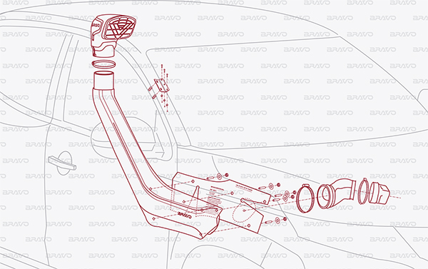 Maintenant en vente le snorkel du Mitsubishi L200 MR, Réf SMT4 - BRAVO  SNORKEL